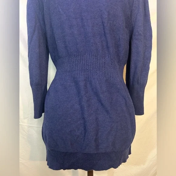 Y2K DKNY Blue Babydoll Knit Cardigan Sweater 3/4 Sleeves Lightweight Soft Sz XL - Picture 6 of 9